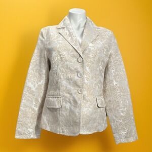 American Exchange Sz L Elegance Eloise Vintage Floral Brocade Ivory Cream Jacket